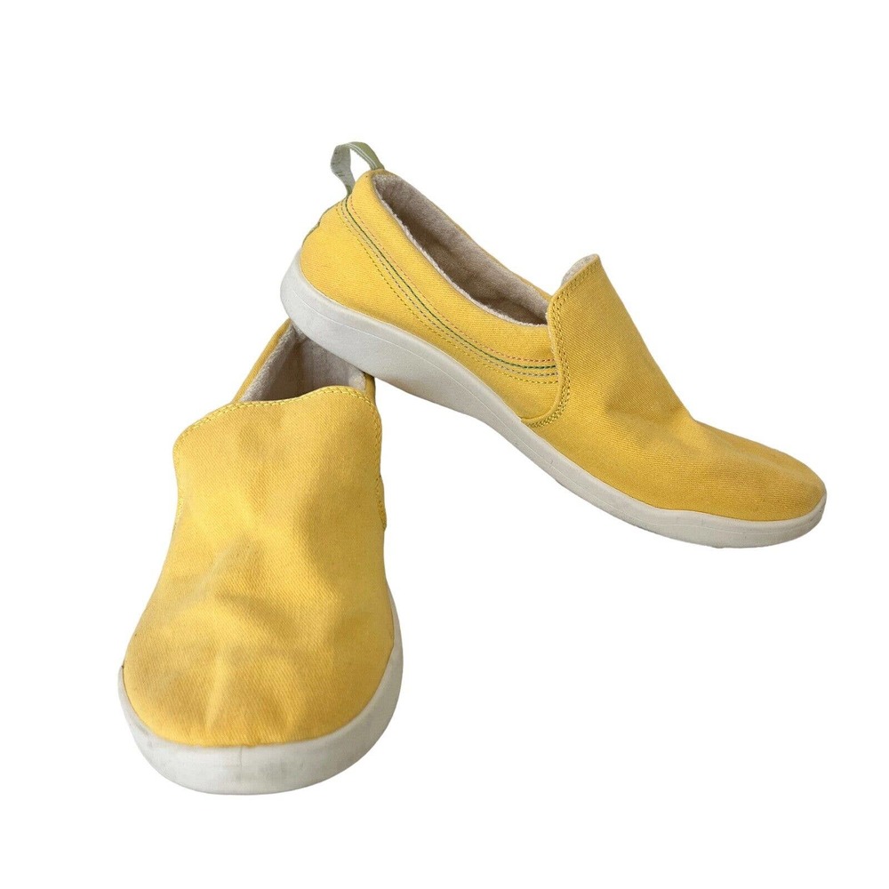 Vionic Beach Womens Marshall Shoes Size 7.5 Yellow Canvas Slip Ons Sneakers
